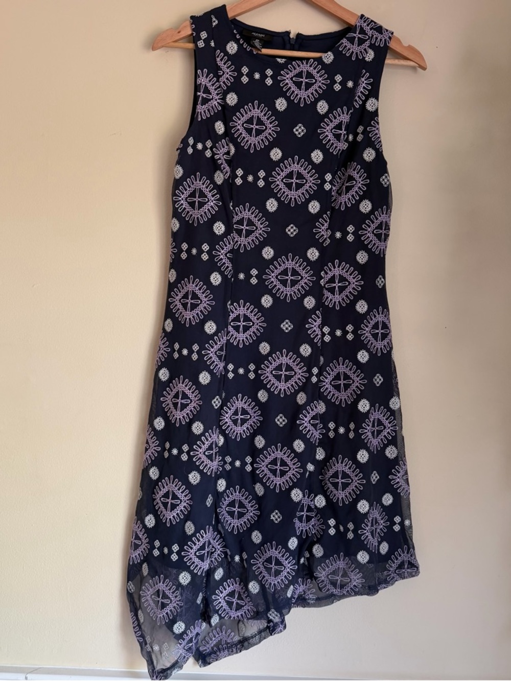 Alfani Navy Dress with White Embroidery